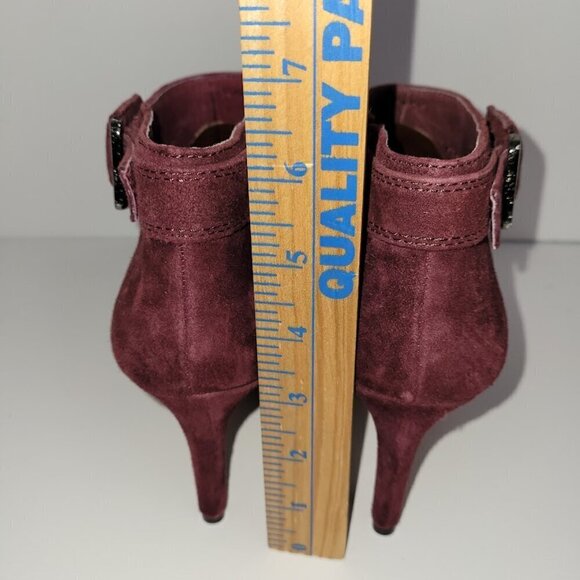 Vince Camuto Burgundy Red Suede Leather Heeled Booties Women's Size 7M - Picture 5 of 12